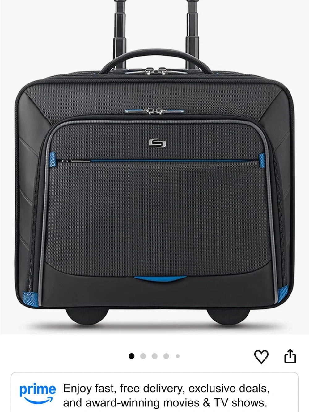 Rolling Pilot Case - Black with Blue Trim